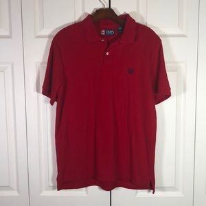 Chaps Men’s Solid Red Polo with Navy Laurel Crest